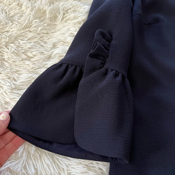 Club Monaco Navy Blue Bell Sleeve Sheath Dress - Size 00 - Picture 9 of 10